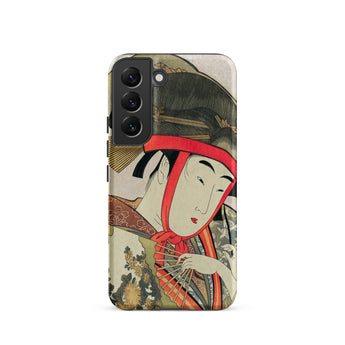 Yoshiwara Suzume - Utamaro Ukiyo-e Samsung Case, Galaxy S22 / Matte, Smartphone Case Japanese Ukiyo-e Style Illustration Woman Fan