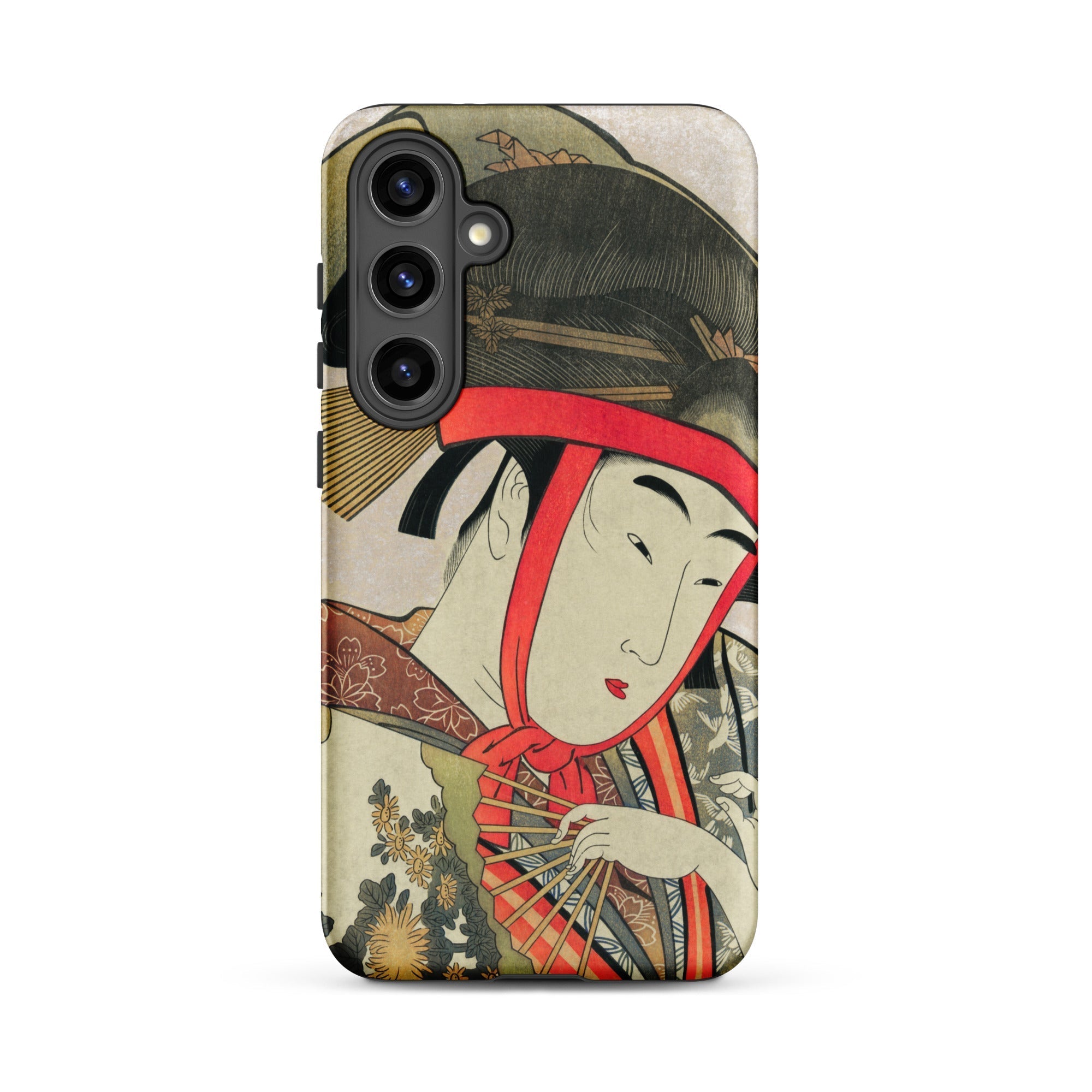 Yoshiwara Suzume Utamaro Ukiyo e Samsung Case, Galaxy S24 Plus / Matte, Smartphone Case Japanese Ukiyo Style Print Woman Fan