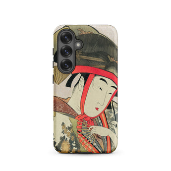 Yoshiwara Suzume - Utamaro Ukiyo-e Samsung Case, Galaxy S25 / Matte, Phone Case Japanese Ukiyo-e Print Woman Fan