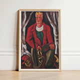 Framed Painting Man Red Coat Gold Hair Green Young Hunter Hearing, Marsden Hartley’s, Gold-tan Antlers Cradled, Berlin Officer Portraits,