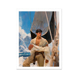 Arctic Circuit - Gay Naval Explorer Art Print, Young Man Light-colored Clothing Sailboat