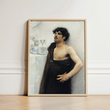 Young Man in Reverie - John Singer Sargent Art Print / Canvas Framed Oil Painting Dark Attire Wall Set, Introspective Gaze, Serene White