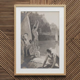 Young Men Bathing Naked in the Tiber - Georges Paul Leroux Art Print / Canvas Prints Framed Black-and-white Lithograph Classical Scene Nude
