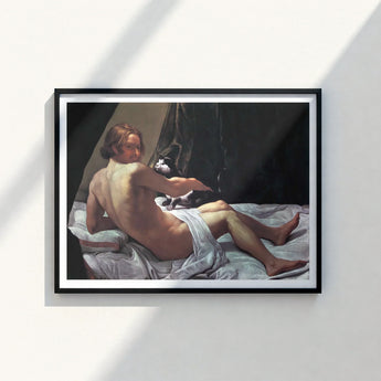 Black-framed Art Print Classical Nude Figure Draped Fabric Giovanni Lanfranco Fine, Playful Desire