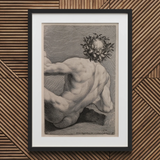 Young Naked Man with a Wreathed Head - J.d. Herz Art Print / Canvas, 20x30’’ / 51x76cm / Black Frame / Matboard, Posters Prints & Visual
