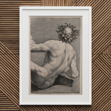 Young Naked Man with a Wreathed Head - J.d. Herz Art Print / Canvas, 20x30’’ / 51x76cm / White Frame / Matboard, Posters Prints & Visual