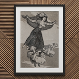 A Young Woman Flying in the Air with a Butterfly on Her Head - Francisco De Goya Art Print, 20x30’’ / 76x101cm / Black Frame / 2’’