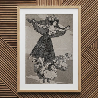 A Young Woman Flying in the Air with a Butterfly on Her Head - Francisco De Goya Art Print, 20x30’’ / 76x101cm / Natural Frame / 2’’