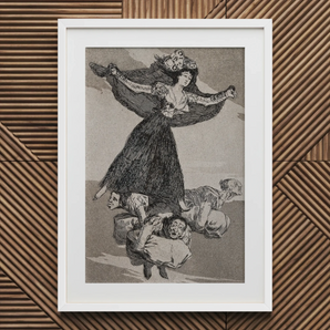 A Young Woman Flying in the Air with a Butterfly on Her Head - Francisco De Goya Art Print, 20x30’’ / 76x101cm / White Frame / 2’’