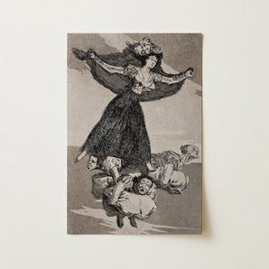 A Young Woman Flying in the Air with a Butterfly on Her Head - Francisco De Goya Art Print / Canvas, 12x18’’ / 31x46cm / Unframed