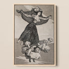 A Young Woman Flying in the Air with a Butterfly on Her Head - Francisco De Goya Framed Canvas, 12x18’’ / 31x46cm / Natural Floating Frame,