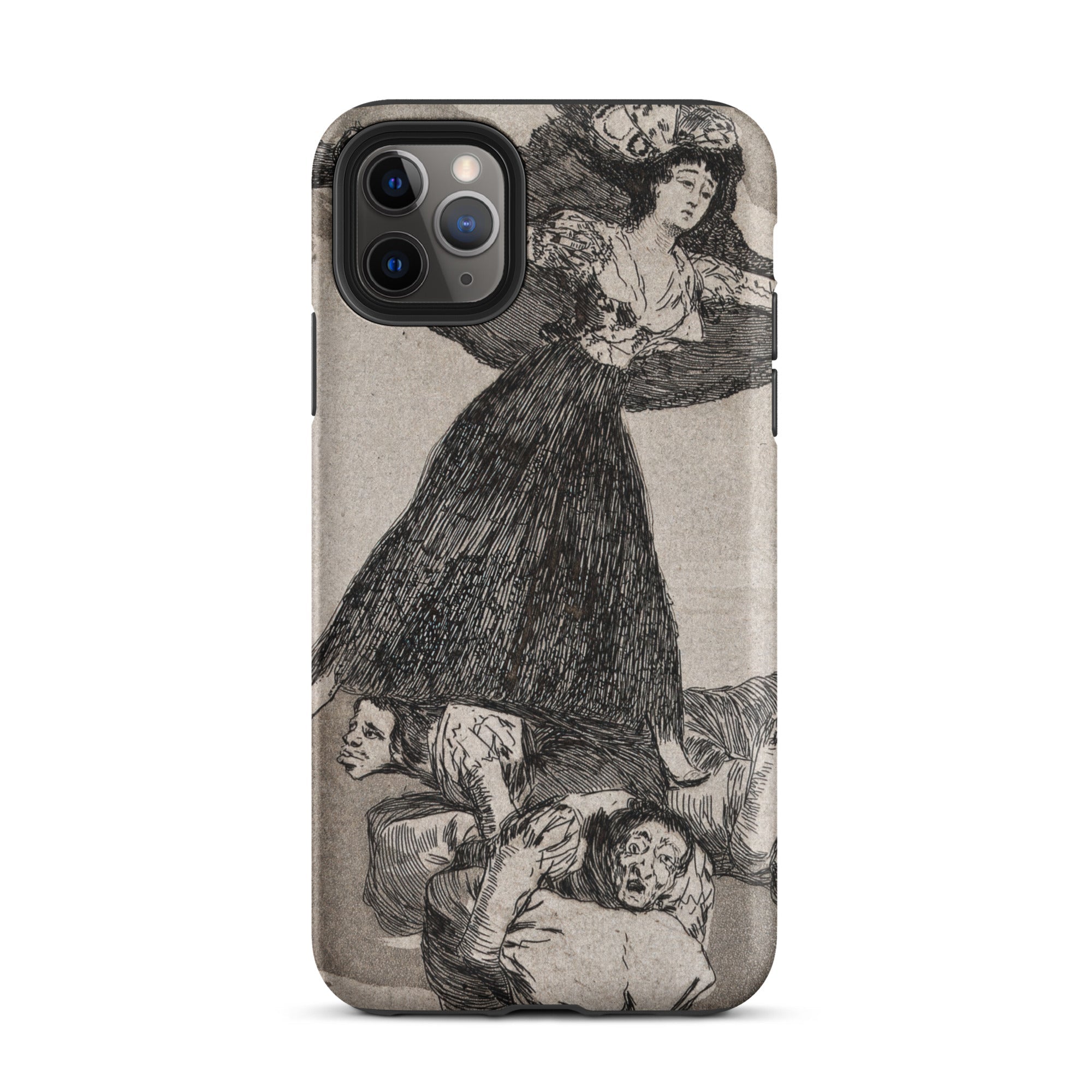 A Young Woman Flying in the Air - Francisco De Goya Iphone Case, 11 Pro Max / Matte, Iphone Case Black White Goya Print