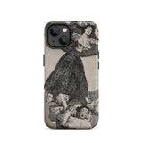 A Young Woman Flying in the Air - Francisco De Goya Iphone Case, 14 / Matte, Black White Goya Woman Figures Phone Case