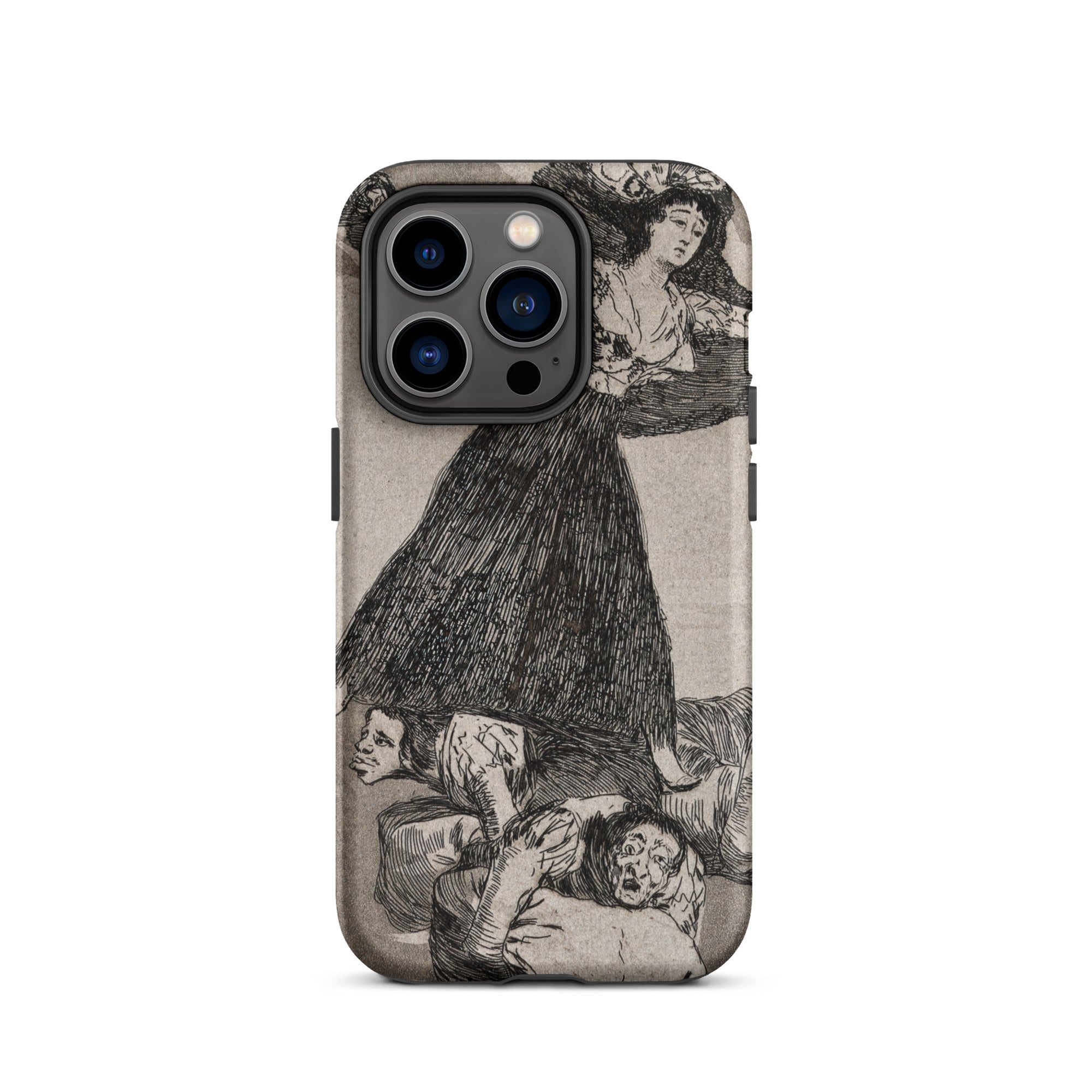 A Young Woman Flying in the Air - Francisco De Goya Iphone Case, 14 Pro / Matte, Iphone Pro Max Case Black White Goya-esque