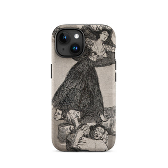 A Young Woman Flying in the Air - Francisco De Goya Iphone Case, 15 / Matte, Hard Plastic Iphone Case Black White Goya Print