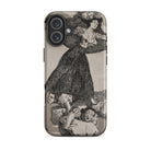 A Young Woman Flying in the Air - Francisco De Goya Iphone Case, 16 Plus / Matte, Smartphone Black White Goya Woman Huddled Figures