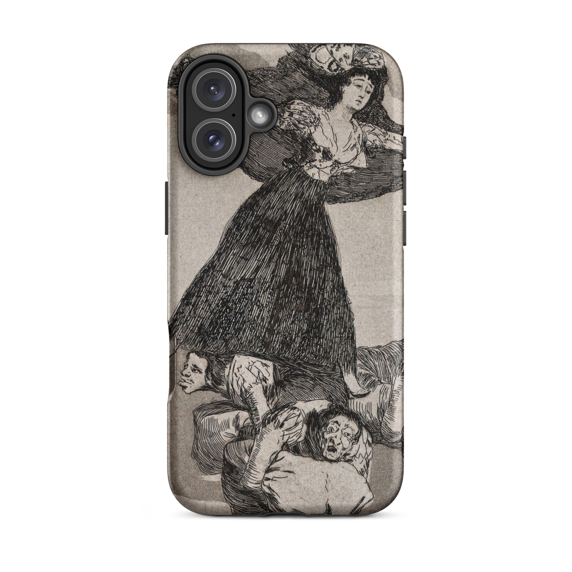 A Young Woman Flying in the Air - Francisco De Goya Iphone Case, 16 Plus / Matte, Smartphone Black White Goya Woman Huddled Figures