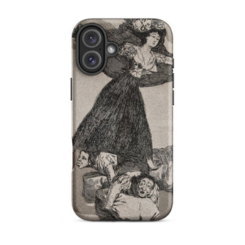 A Young Woman Flying in the Air - Francisco De Goya Phone Case Iphone 16 Plus / Matte Smartphone Black White Goya Woman Huddled Figures