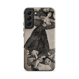 A Young Woman Flying in the Air - Francisco De Goya Phone Case Samsung Galaxy S22 Plus / Matte Black White Illustrated Phone Case Dramatic