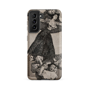 A Young Woman Flying in the Air - Francisco De Goya Phone Case Samsung Galaxy S21 Fe / Matte Black White Illustrated Phone Case Dramatic