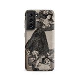 A Young Woman Flying in the Air - Francisco De Goya Phone Case Samsung Galaxy S21 / Matte Black-and-white Illustrated Phone Case Dramatic
