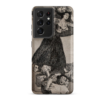 A Young Woman Flying in the Air - Francisco De Goya Phone Case Samsung Galaxy S21 Ultra / Matte Black White Illustrated Phone Case Dramatic