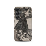 A Young Woman Flying in the Air - Francisco De Goya Phone Case Samsung Galaxy S25 / Matte Black-and-white Illustrated Phone Case Dramatic