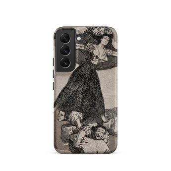 A Young Woman Flying in the Air - Francisco De Goya Samsung Case, Galaxy S22 / Matte, Phone Case Black White Illustration Woman Figures