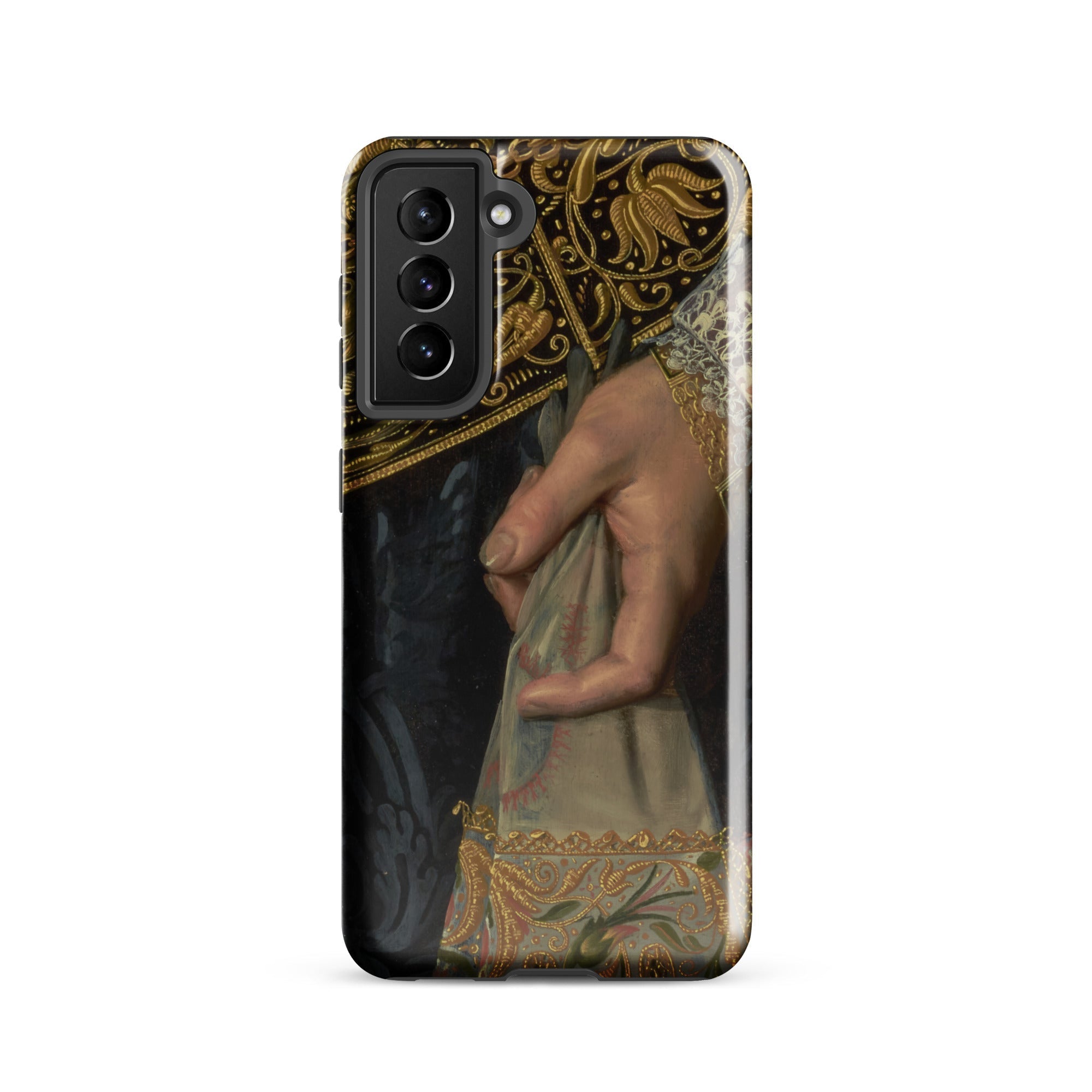 Young Woman Nicolaes Pickenoy Samsung Case, Galaxy S21 / Gloss, Black Smartphone Case Ornate Gold Dark Colored Fabric Design