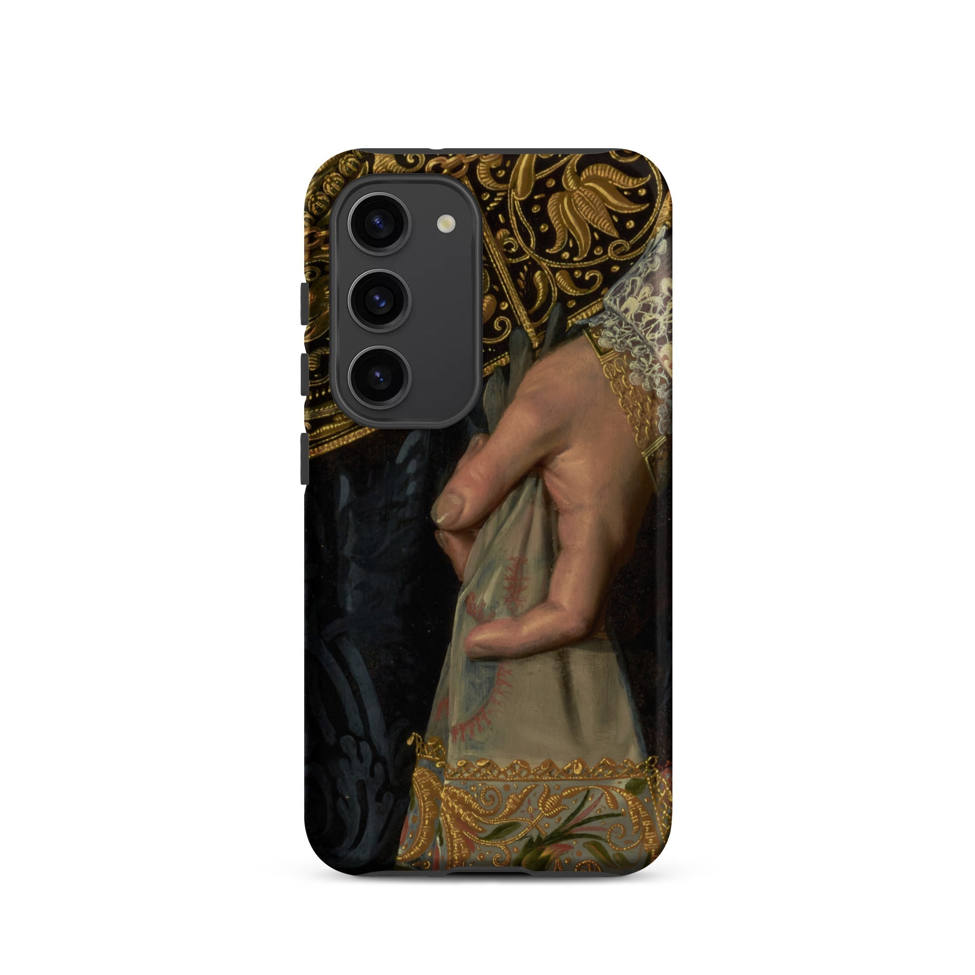Young Woman Nicolaes Pickenoy Samsung Case, Galaxy S23 / Matte, Phone Case Intricate Ornate Golden Pattern Dark Background