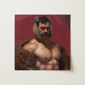 Zaddy Bear - Gay Muscle Daddy Art Print / Canvas, 12x12’’ / 31x31cm / Unframed / no Border, Posters Prints & Visual Artwork, Toby Leon
