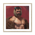 Zaddy Bear - Gay Muscle Daddy Art Print, Digital Painting Muscular Shirtless Figure Horns Mustache