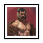 Zaddy Bear - Gay Muscle Daddy Art Print, Digital Painting Muscular Shirtless Figure Mustache Horns