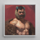 Zaddy Bear - Gay Muscle Daddy Framed Canvas, 12’’x12’’ / White Floating Frame, Muscular Man Fur