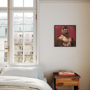 Zaddy Bear - Gay Muscle Daddy Framed Canvas, Framed Painting Muscular Man