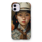 Zhi - Chinese Sapphic Cowgirl Art Iphone Case, 11 / Matte, Phone Case Portrait Young Asian Woman Hat Floral