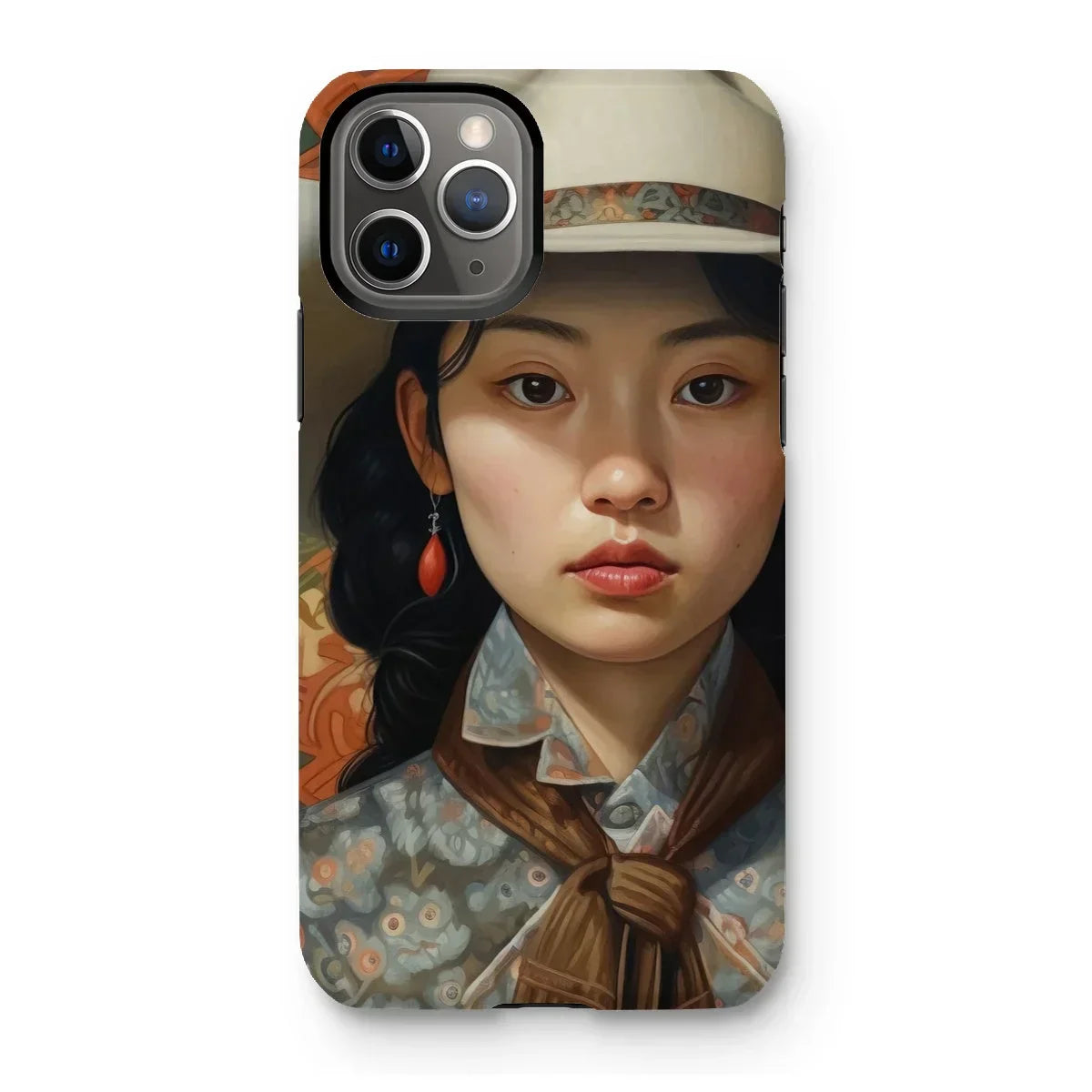 Zhi - Chinese Sapphic Cowgirl Art Iphone Case, 11 Pro / Matte, Phone Case Painted Portrait Young Asian Woman Hat