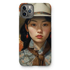 Zhi - Chinese Sapphic Cowgirl Art Iphone Case, 11 Pro Max / Matte, Phone Case Portrait Young Woman Hat Patterned Shirt