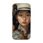 Zhi - Chinese Sapphic Cowgirl Art Iphone Case, Xr / Matte, Phone Case Portrait Young Asian Woman Hat Floral