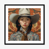Zhi - Lesbian Chinese Cowgirl Art Print, Framed Portrait Woman Cowboy Hat