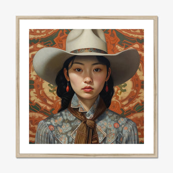 Zhi - Lesbian Chinese Cowgirl Art Print, Framed Portrait Woman Cowboy Hat