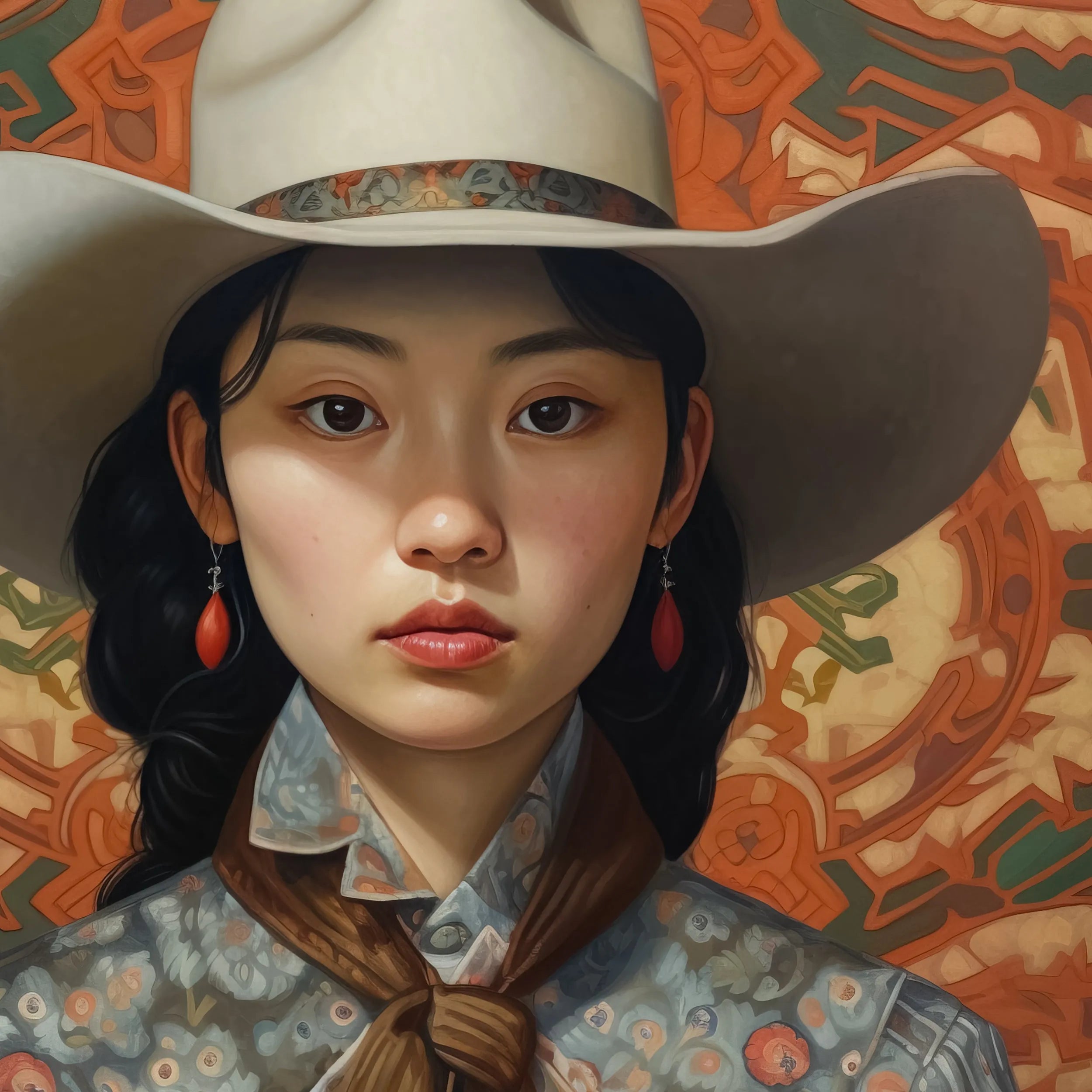 Zhi - Lesbian Chinese Cowgirl Art Print - Sapphic Asia Femme - Posters Prints & Visual Artwork - Aesthetic Art