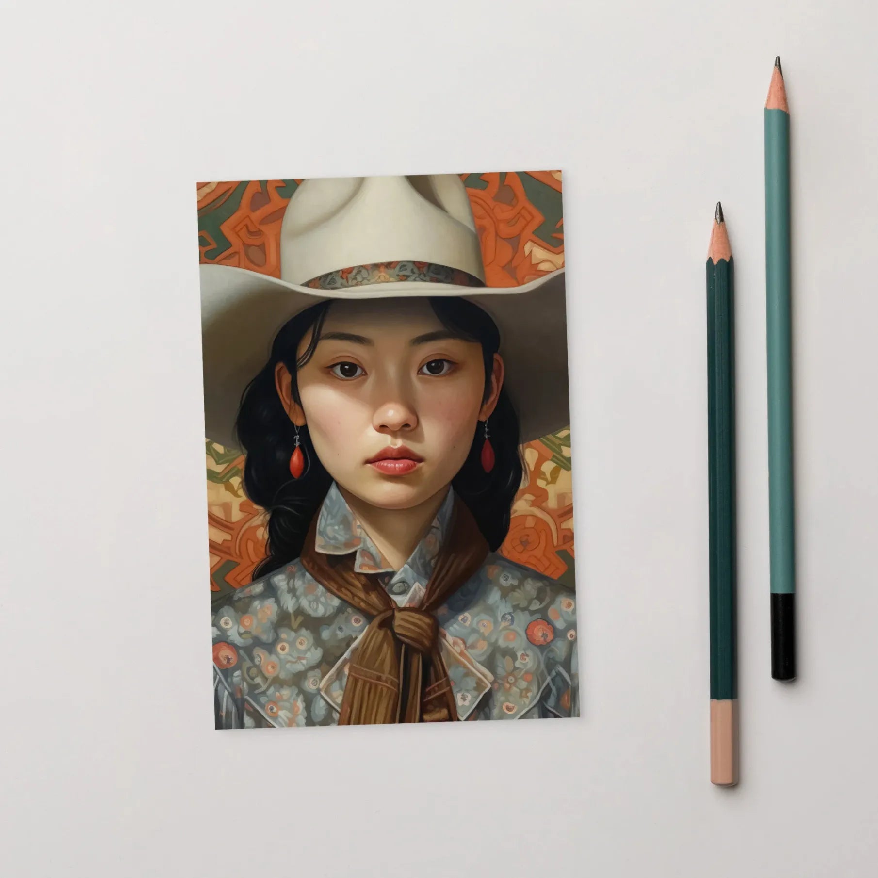 Zhi - Lesbian Chinese Cowgirl Art Print - Sapphic Asia Femme - 4’x6’ - Posters Prints & Visual Artwork - Aesthetic Art