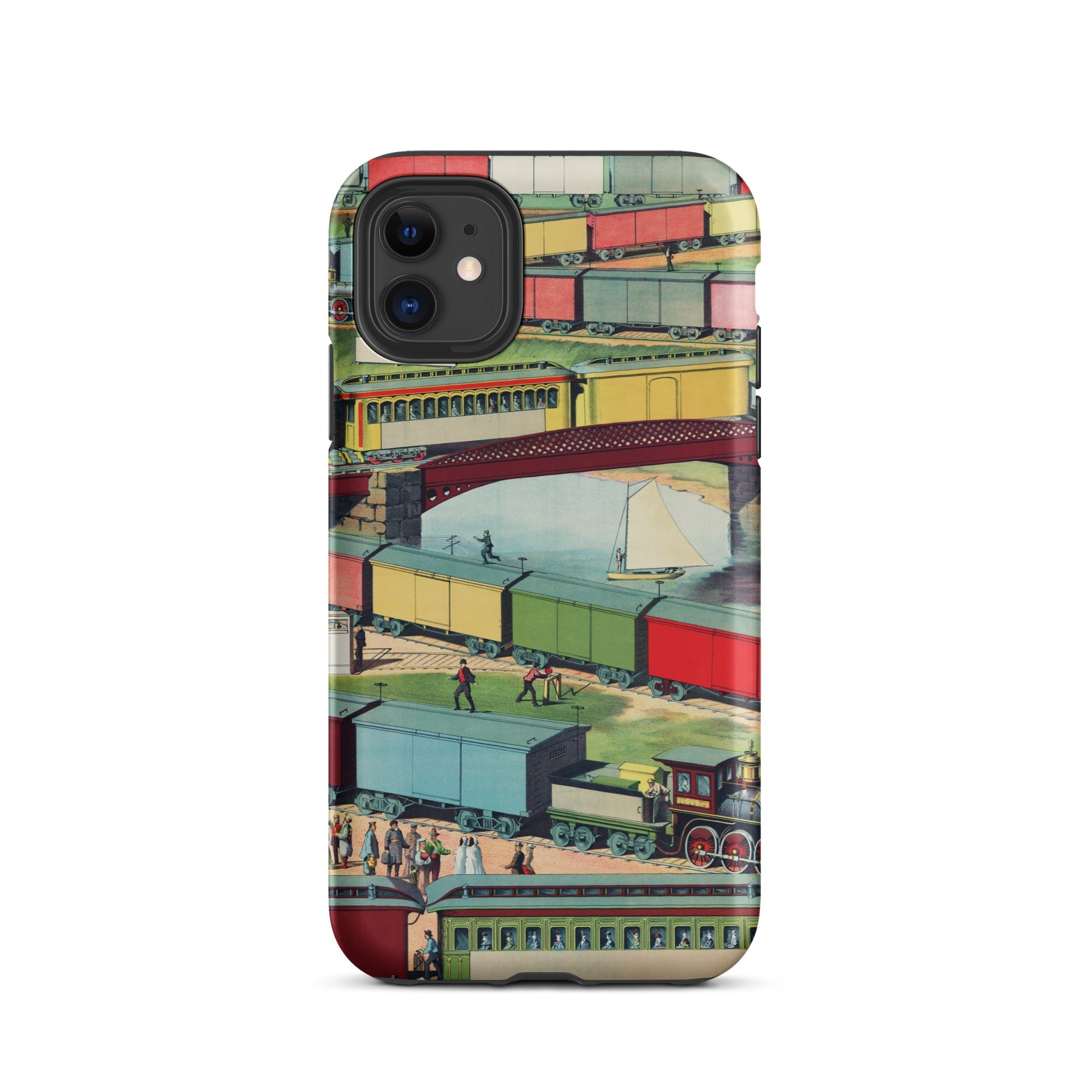 Zig Zag Vintage Railway Illustration Iphone Case, 11 / Matte, Train Themed Phone Case