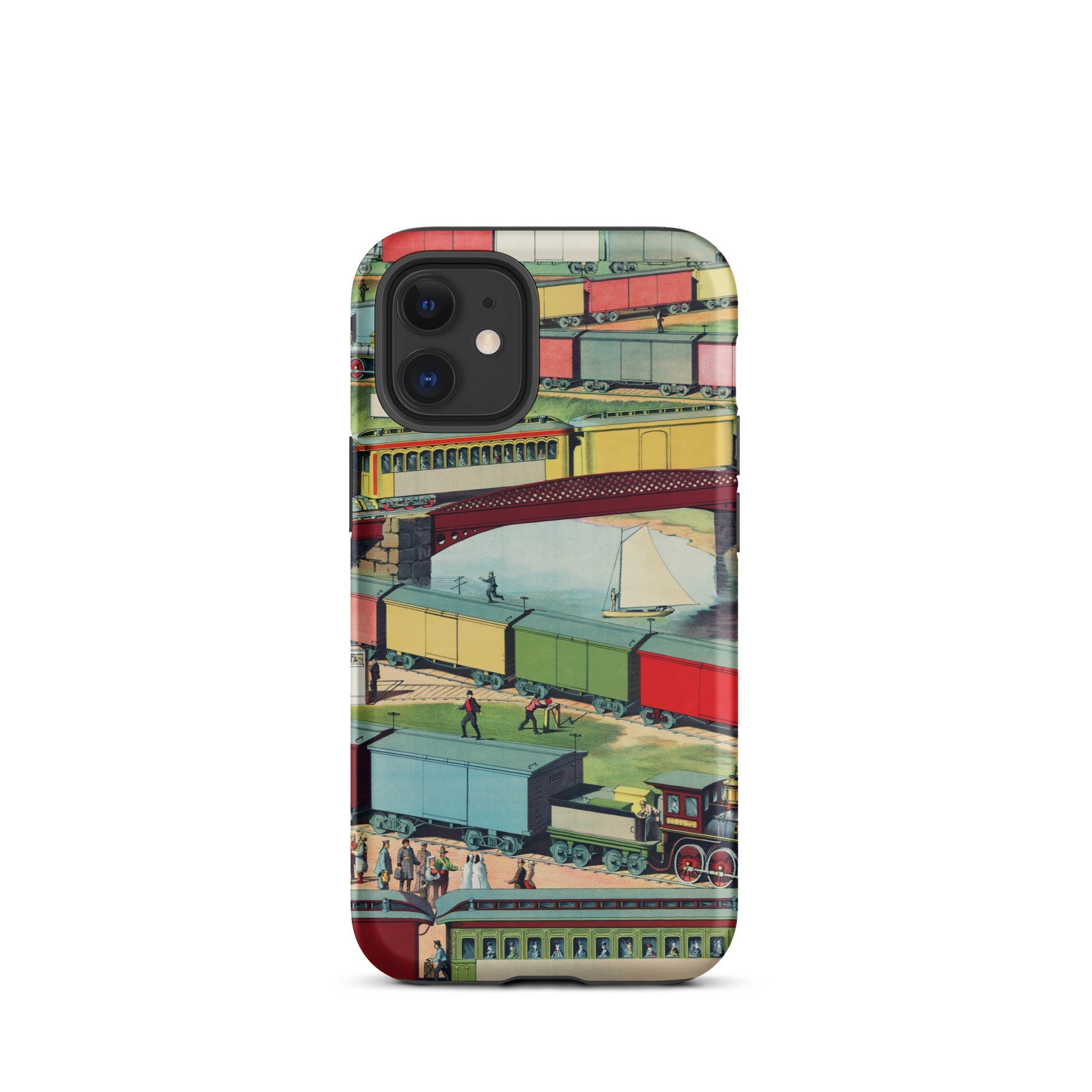 Zig Zag Vintage Railway Illustration Iphone Case, 12 Mini / Matte, Train Themed Phone Case