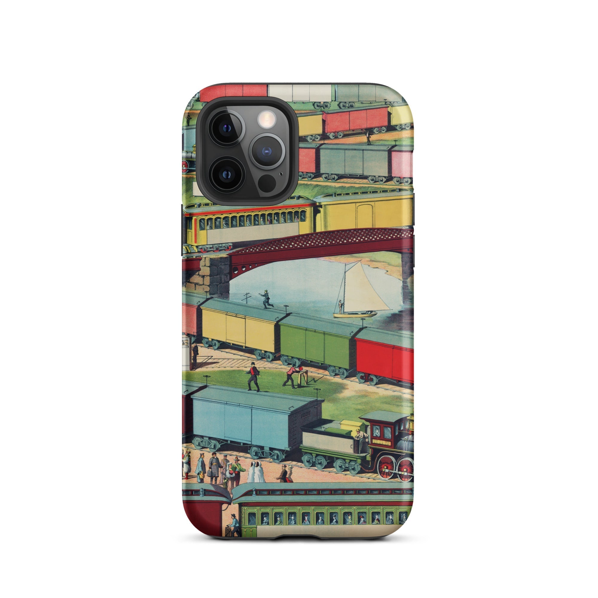 Zig Zag Vintage Railway Illustration Iphone Case, 12 Pro / Matte, Train Themed Phone Case