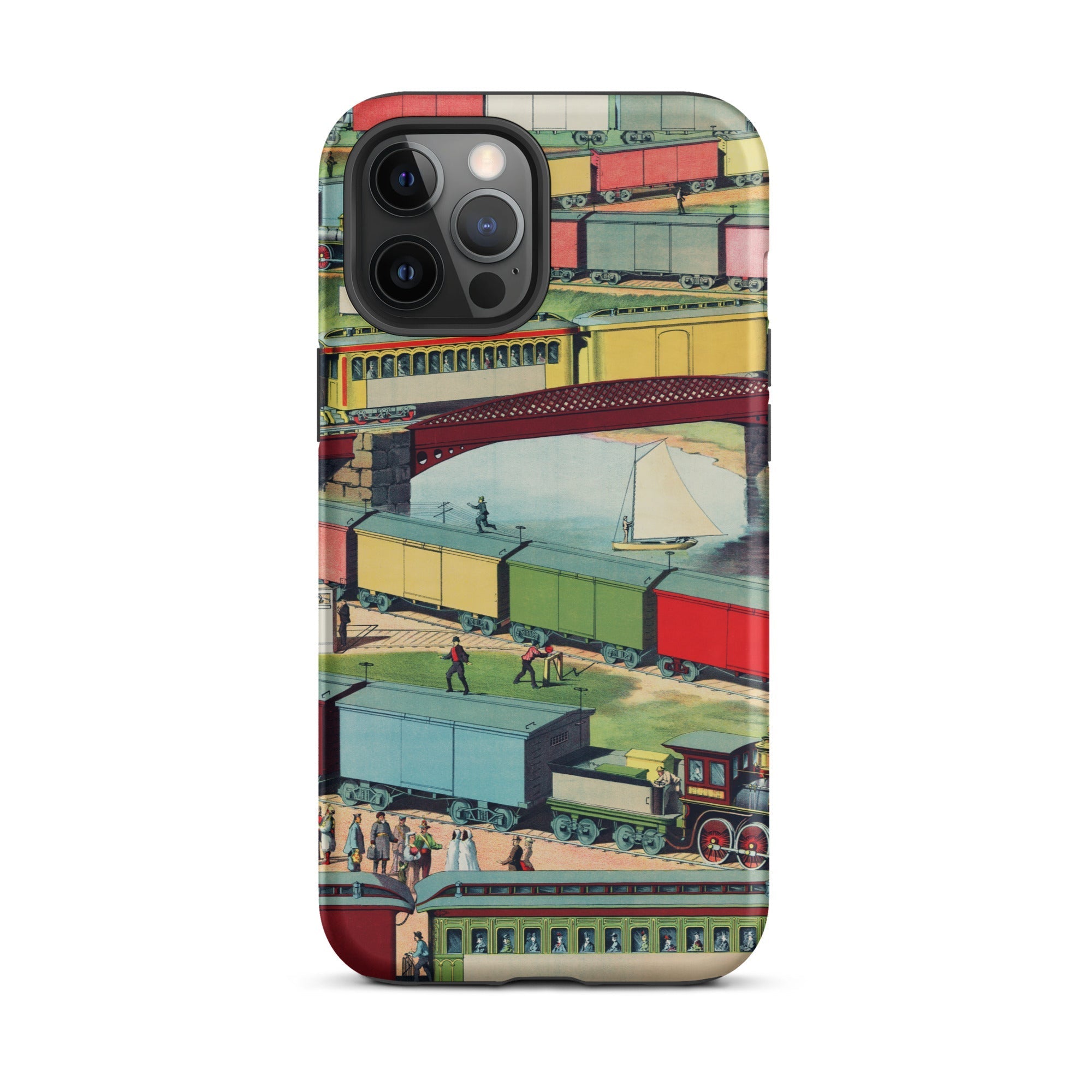 Zig Zag Vintage Railway Illustration Iphone Case, 12 Pro Max / Matte, Train Themed Phone Case