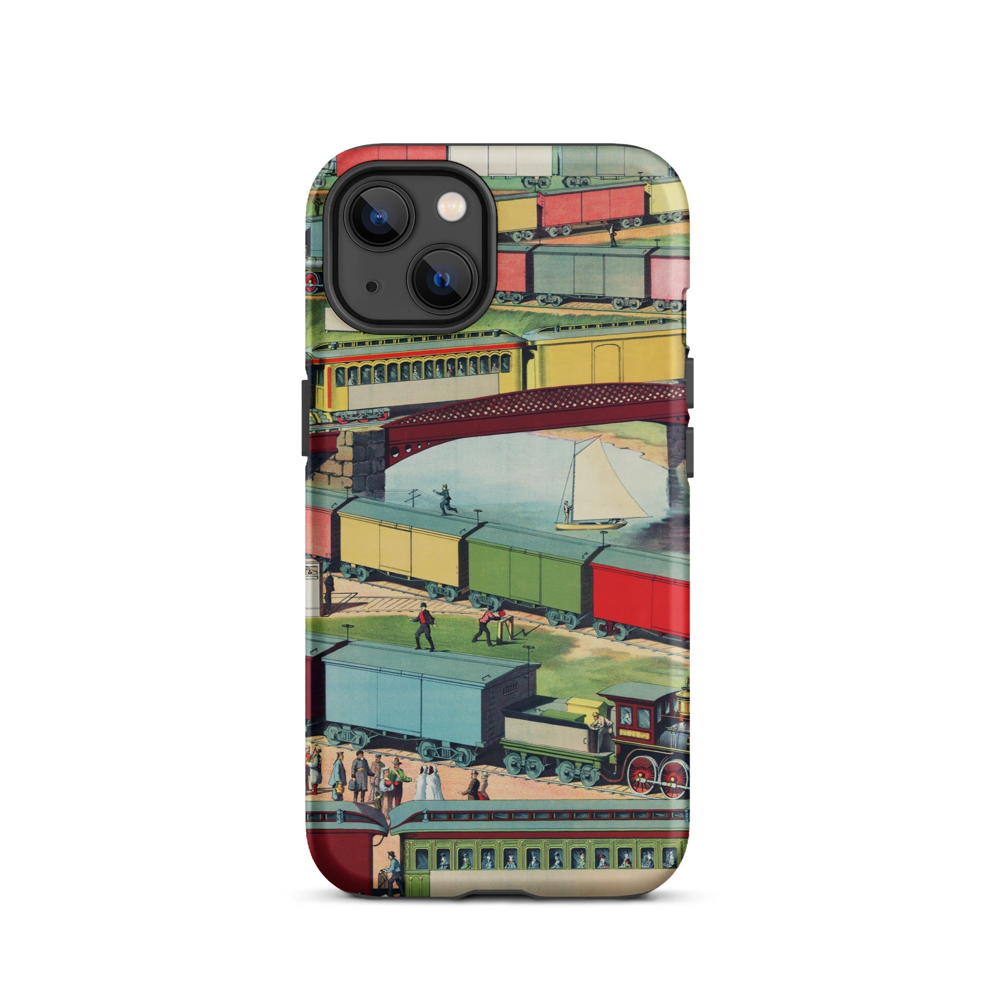 Zig Zag Vintage Railway Illustration Iphone Case, 13 / Matte, Train Themed Phone Case