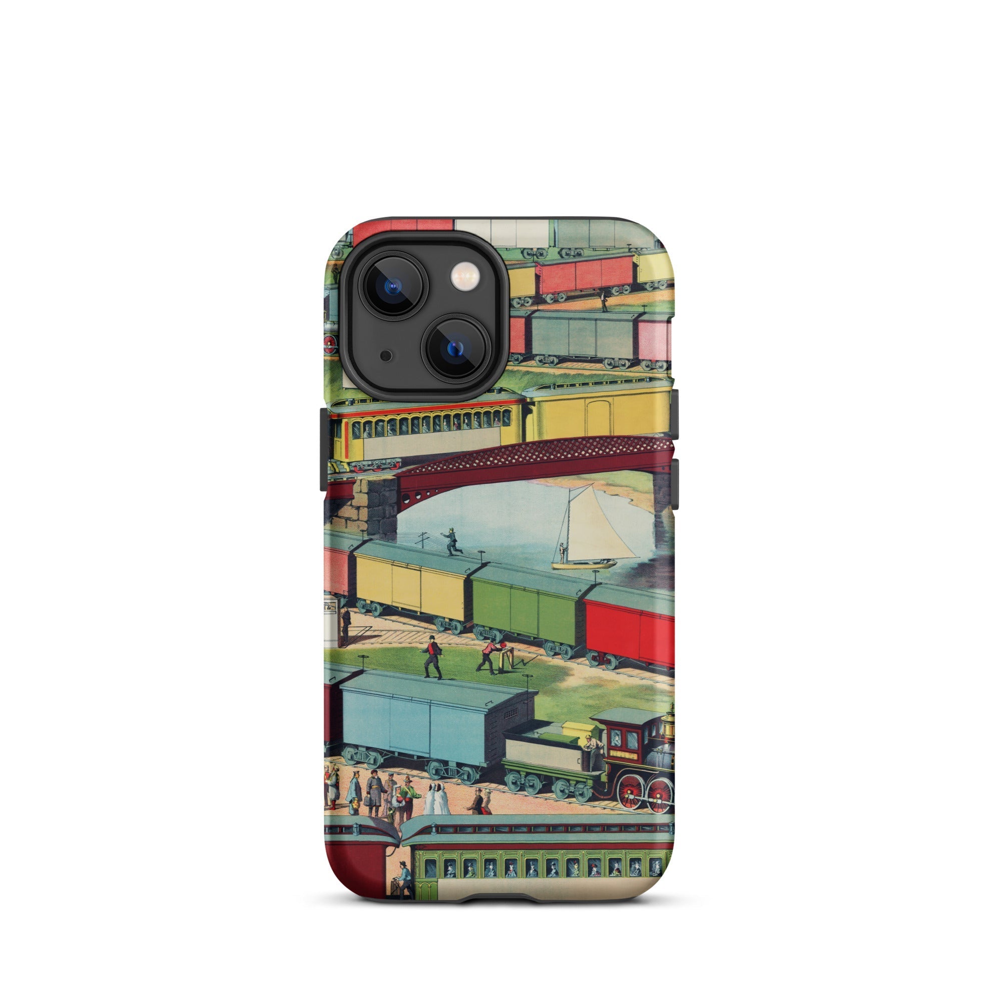Zig Zag Vintage Railway Illustration Iphone Case, 13 Mini / Matte, Train Themed Phone Case