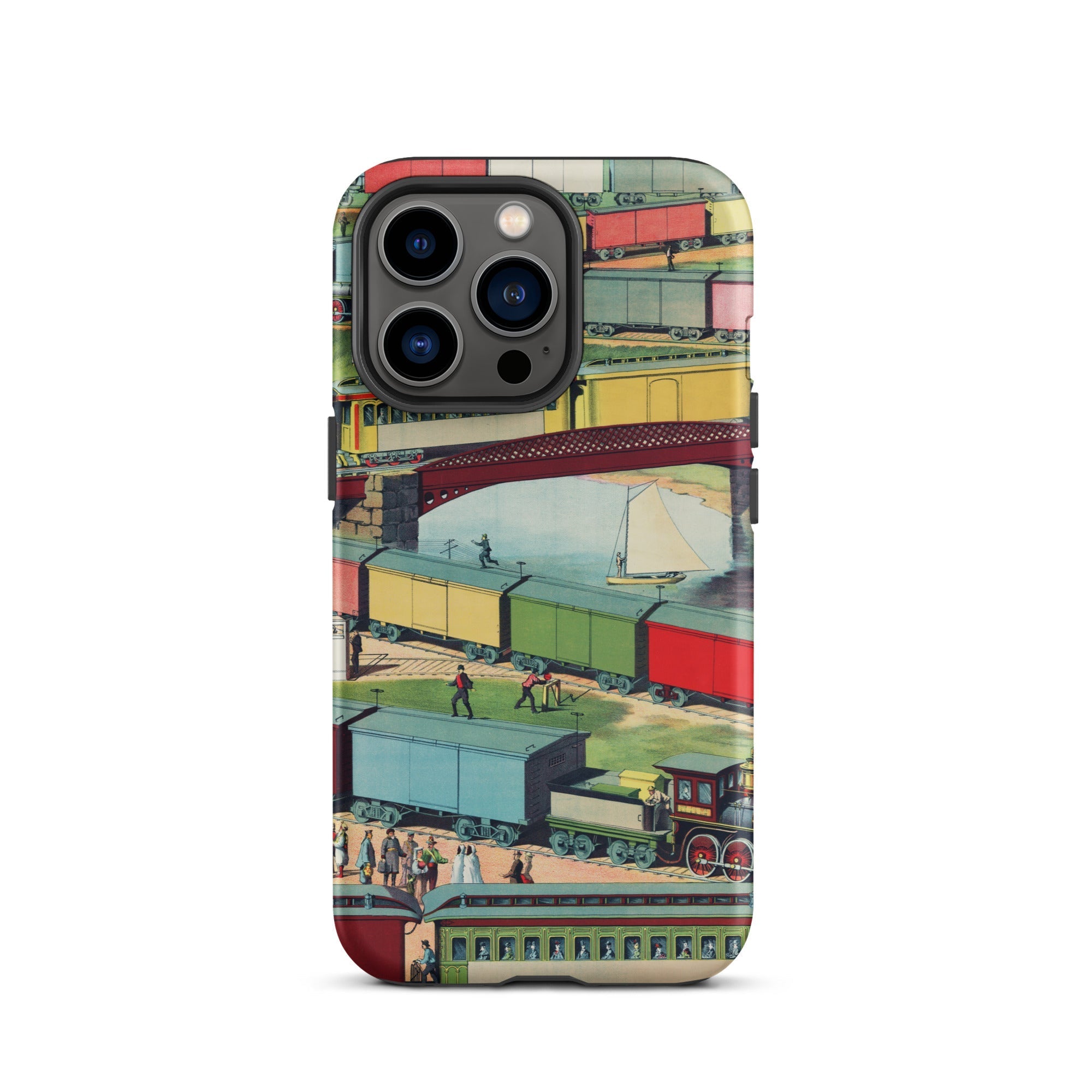 Zig Zag Vintage Railway Illustration Iphone Case, 13 Pro / Matte, Train Themed Phone Case